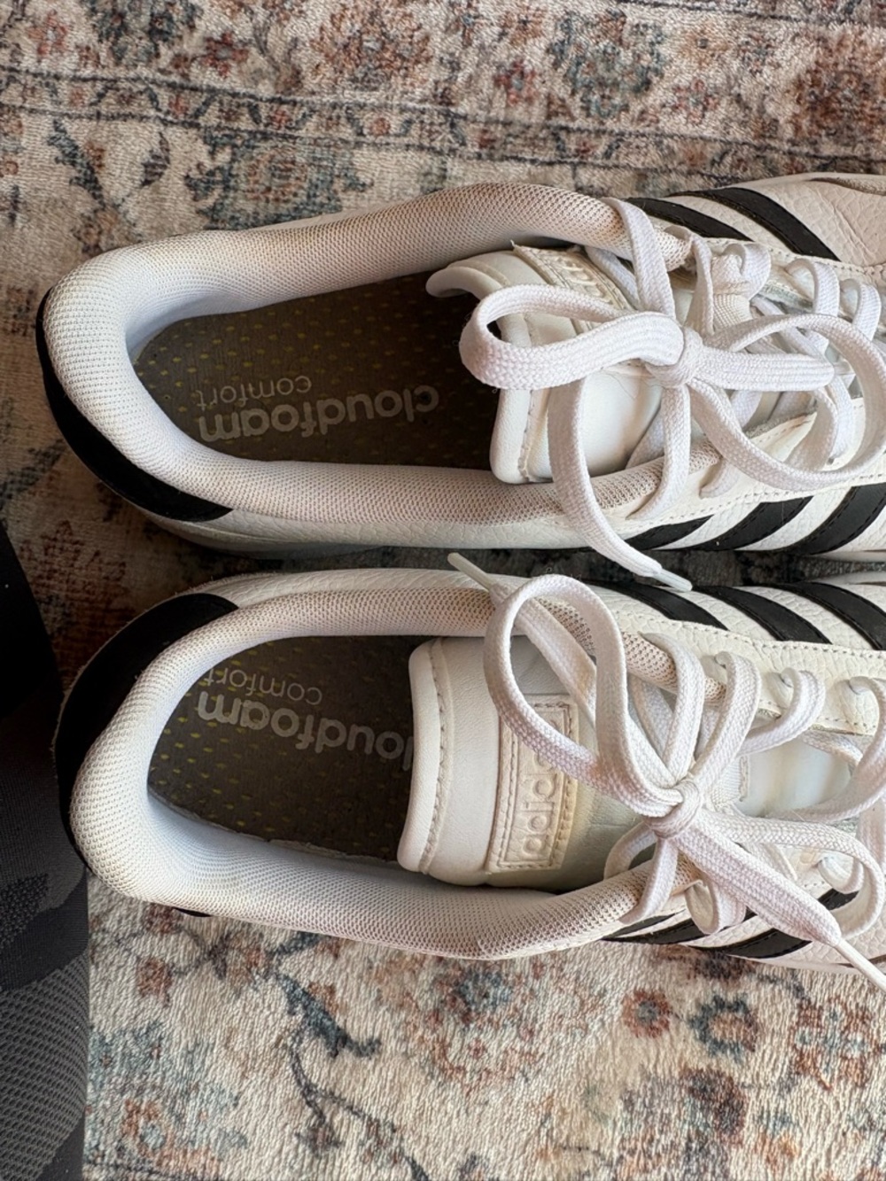 Men’s Size 12.5 Adidas Grand Court White Sneakers with Black Stripes - Picture 3 of 9